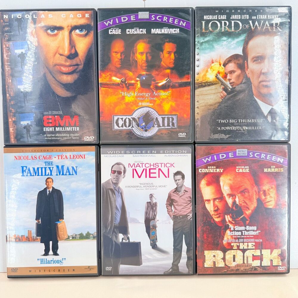 Nicolas Cage 6 Movie DVD Lot Con Air The Rock